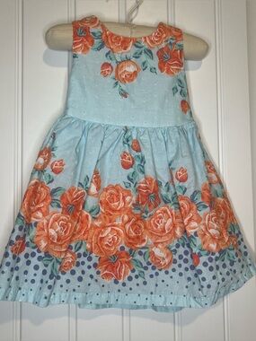 Blue dress with orange flowers